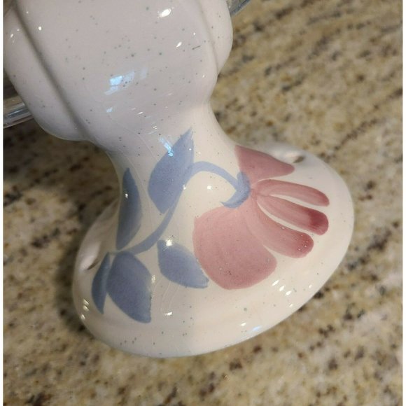 Vintage Flower Pink Blue Ceramic Porcelain Bathroom Towel Holder Clear Ring - Picture 8 of 12